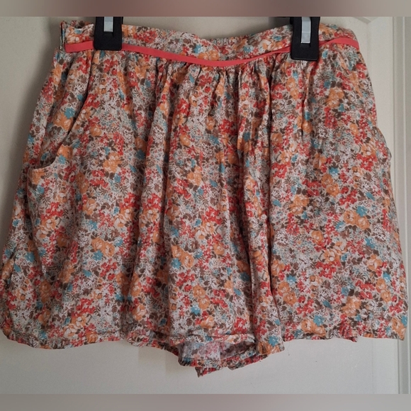 PPLA Pants - Floral Print Girls Short Skirt Flowy Sz 10/12 Summer Beachy Travel Casual Boho